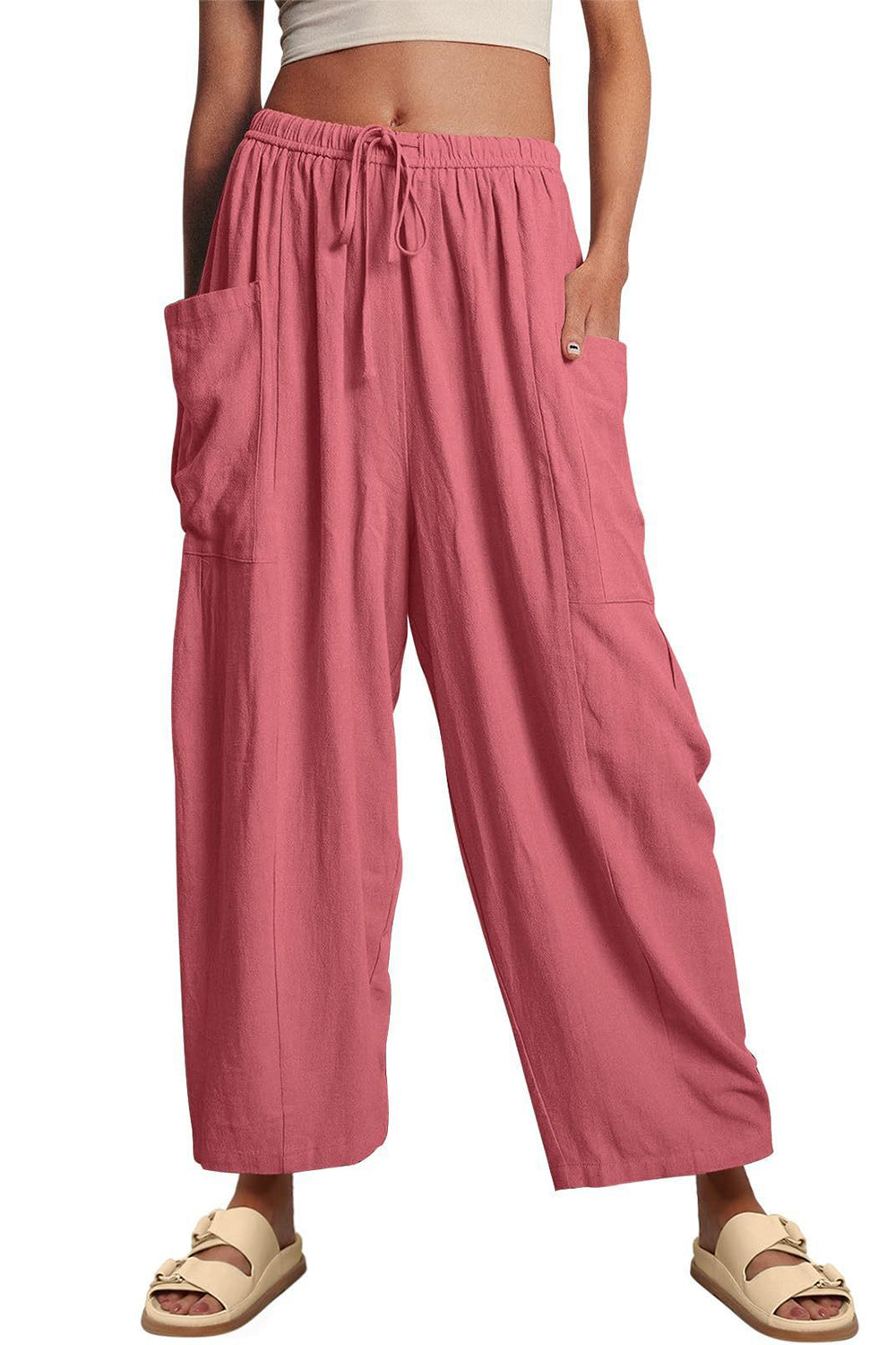 Outfit Flow - Full Size Pocketed Drawstring Wide Leg Pants