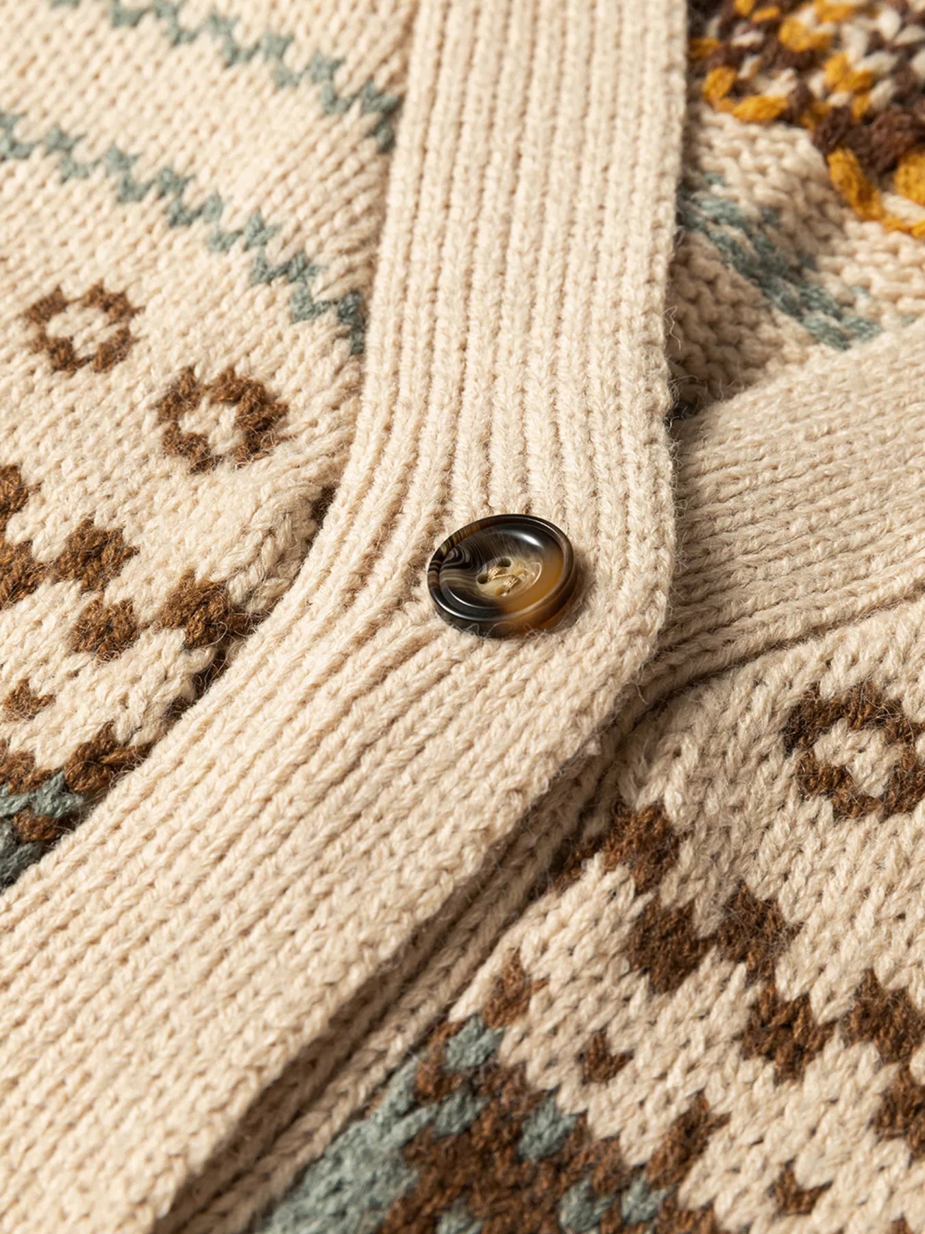 Western Pattern Knitted Button V Neck Cardigan Sweater OutfitFlow