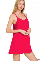 Zenana Cami Mini Dress with Built-in Romper Liner Trendsi