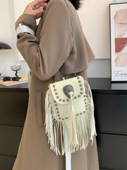 Fringe Rivet Decor Crossbody Bag OutfitFlow