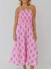 Floral Smocked Midi Cami Dress OutfitFlow