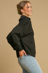 Outfit Flow - Umgee Johnny Collar Dropped Shoulder Sweatshirt