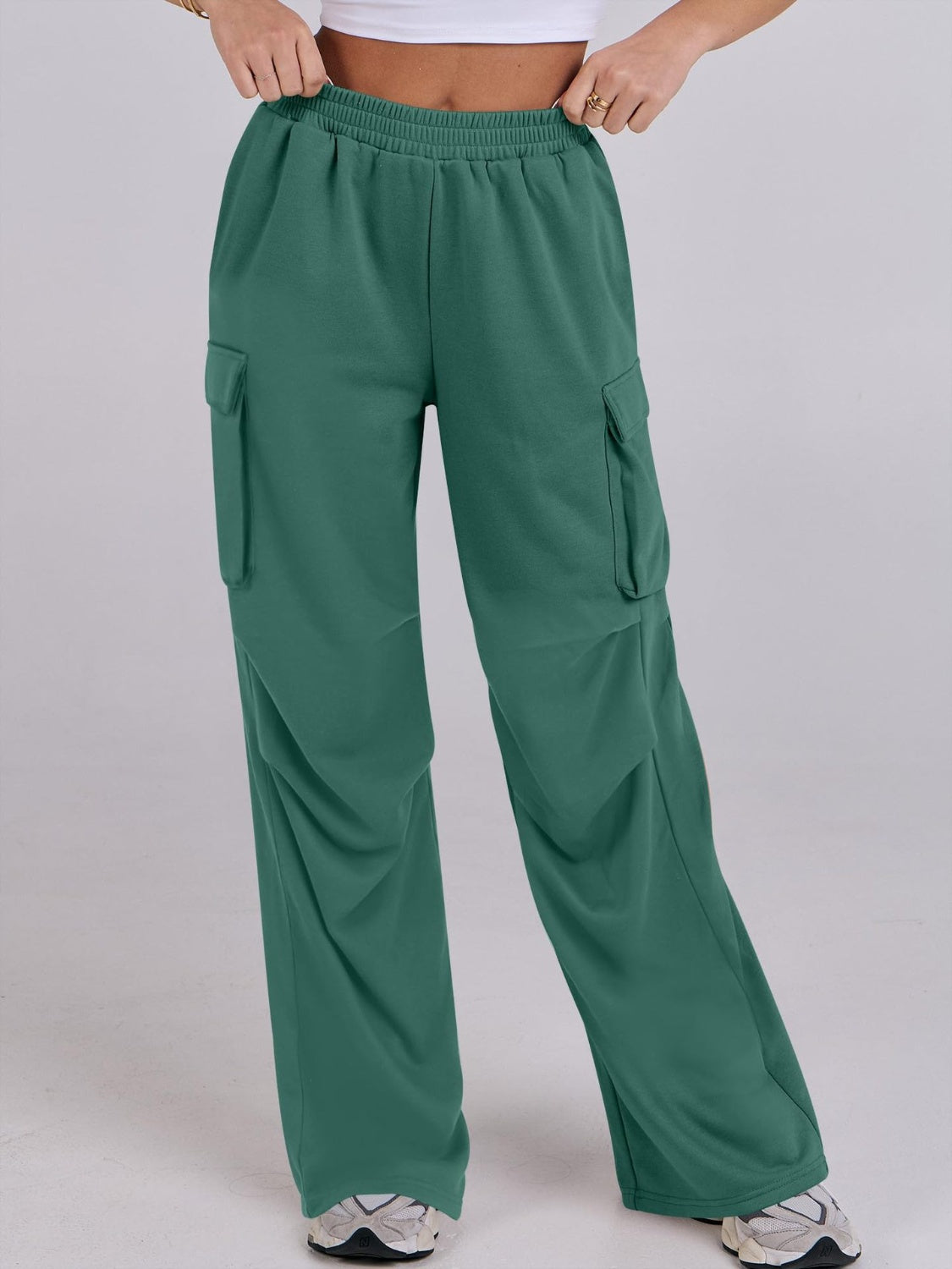 Outfit Flow - Elastic Waist Wide Leg Pants with Pockets