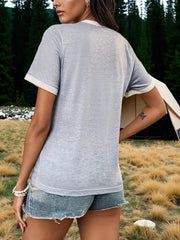 Letter Graphic Round Neck T-Shirt OutfitFlow