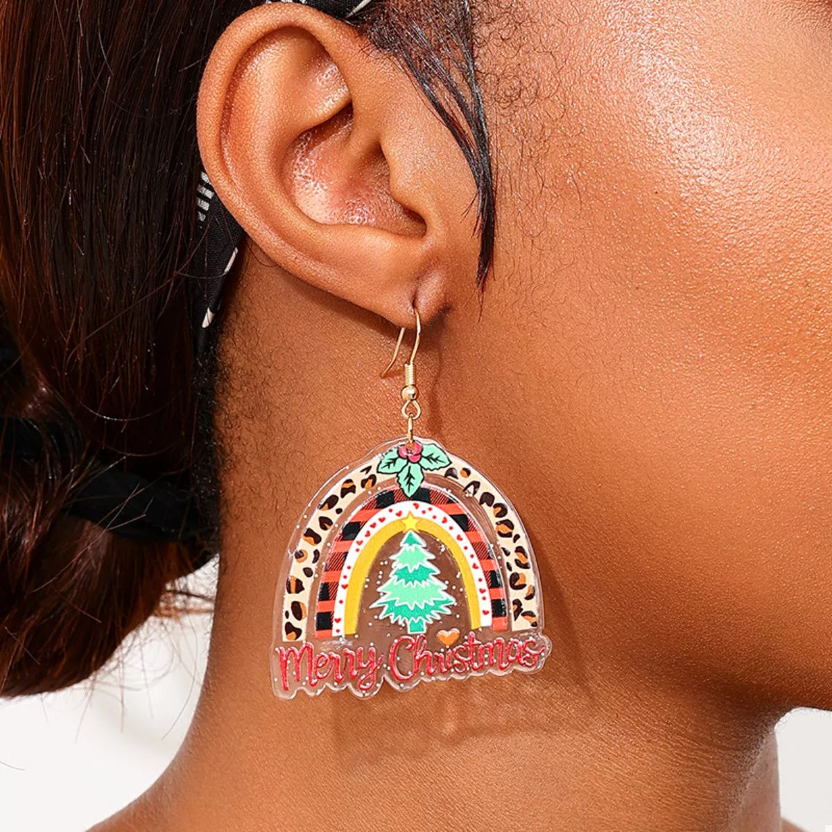 Christmas Rainbow Dangle Earrings Colorful onesize OutfitFlow