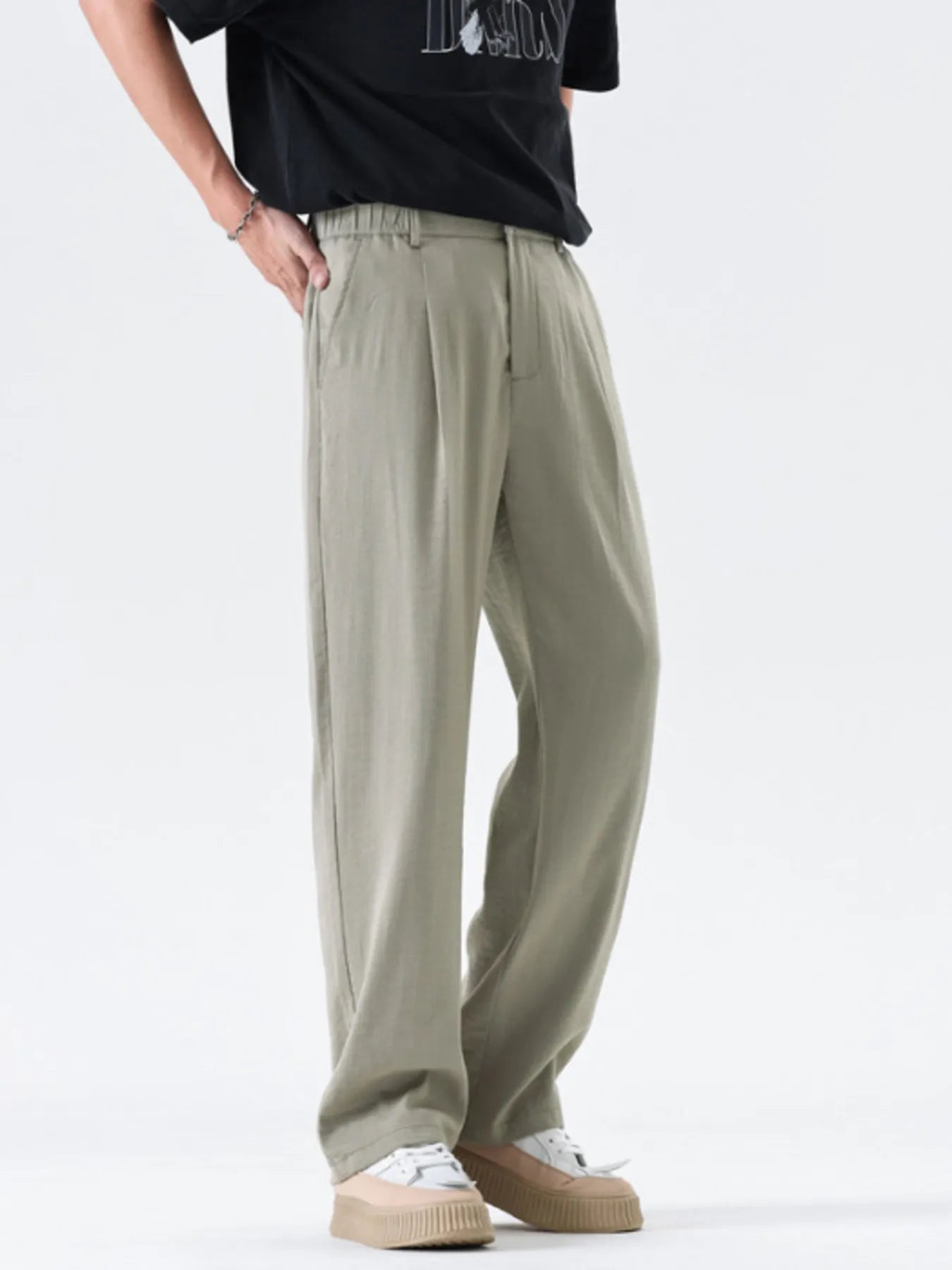 Men's Full Size Relaxed Fit Wide Leg Casual Pants Plus Size OutfitFlow