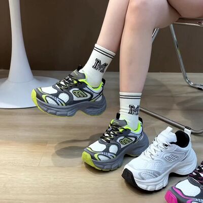 Letter Lace-Up Round Toe Athletic Shoes OutfitFlow