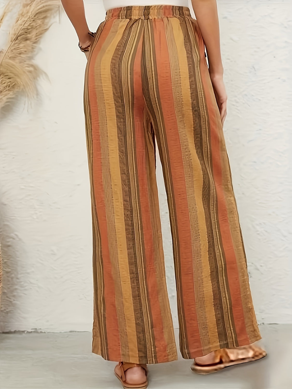 Outfit Flow - Full Size Drawstring Striped Wide Leg Pants