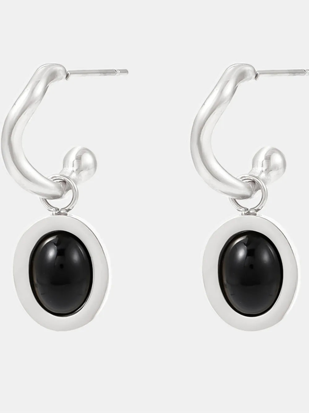 Stainless Steel Oval Drop Earrings OutfitFlow