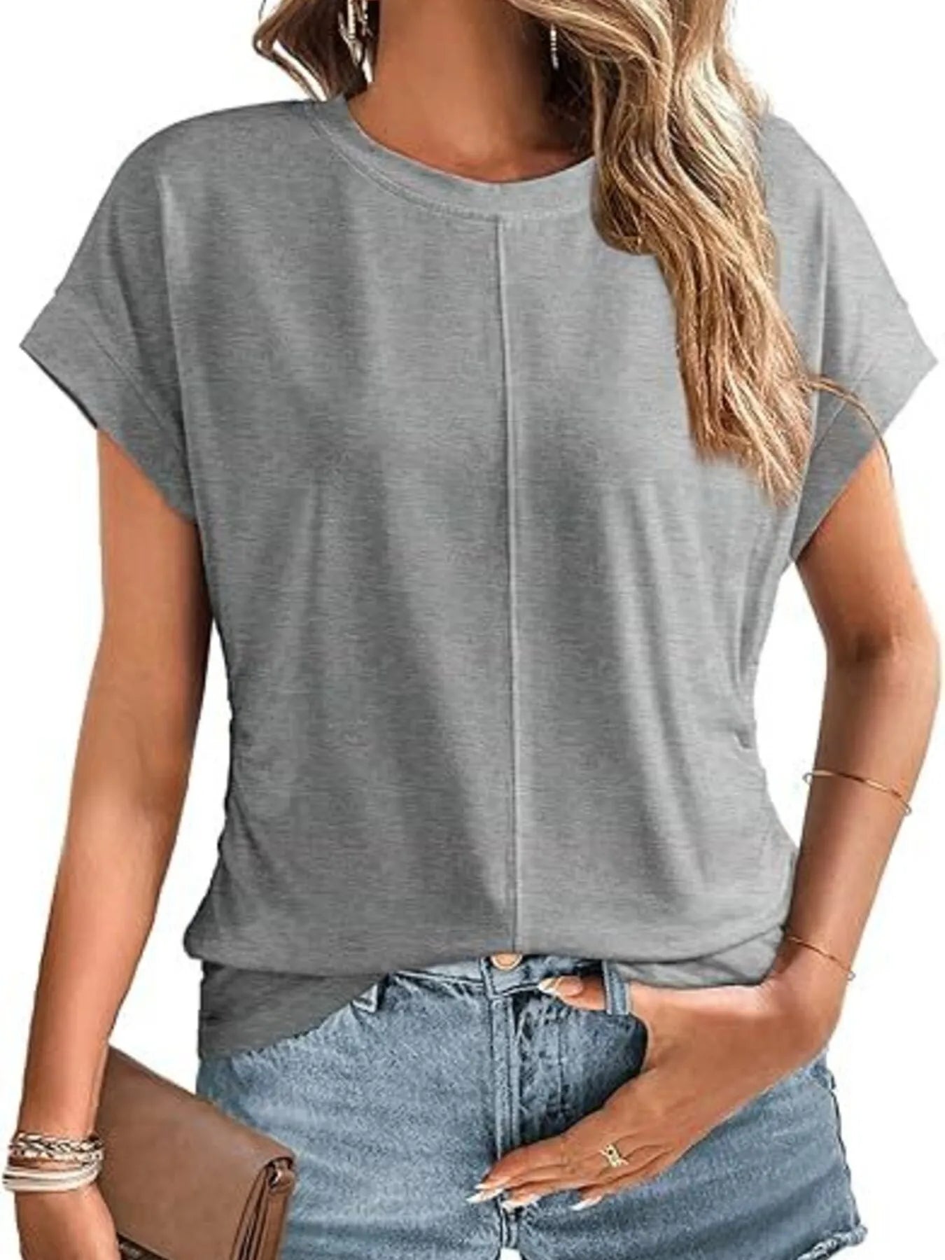Round Neck Short Sleeve T-Shirt OutfitFlow