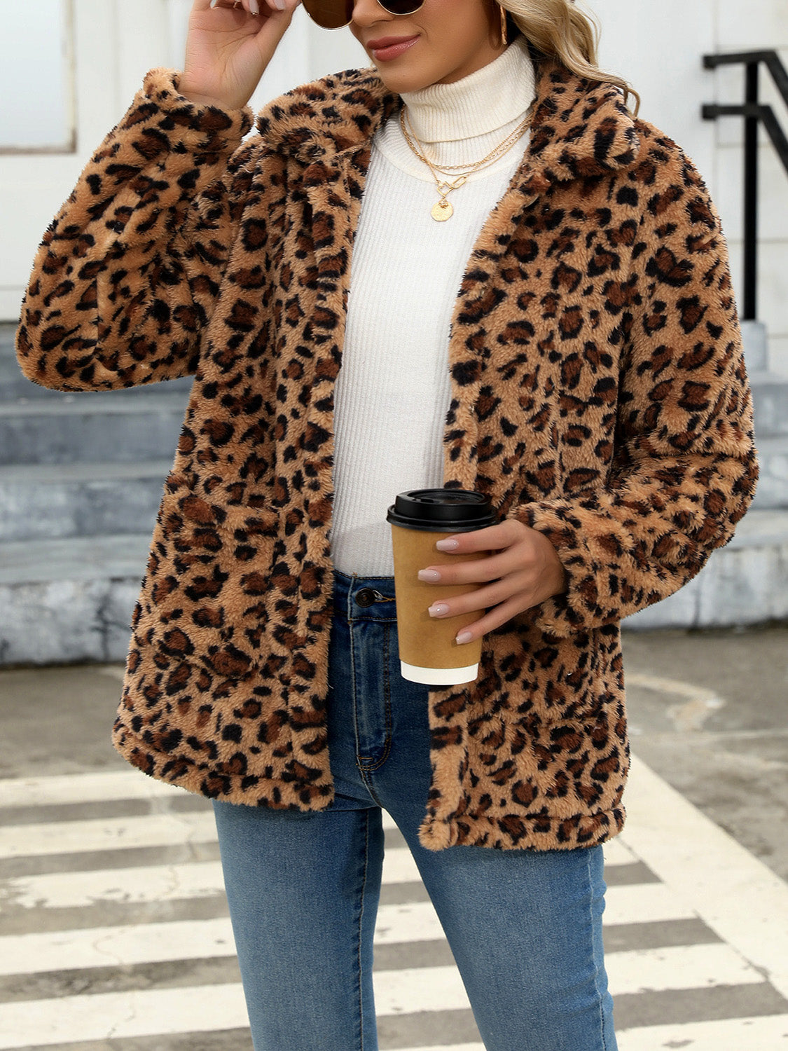 Outfit Flow - Button Up Drop Shoulder Fuzzy Jacket