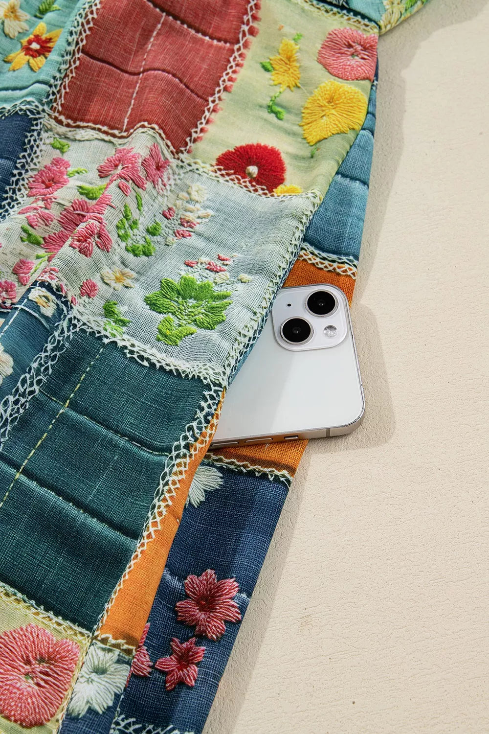 Floral Checkered V-Neck Dress OutfitFlow