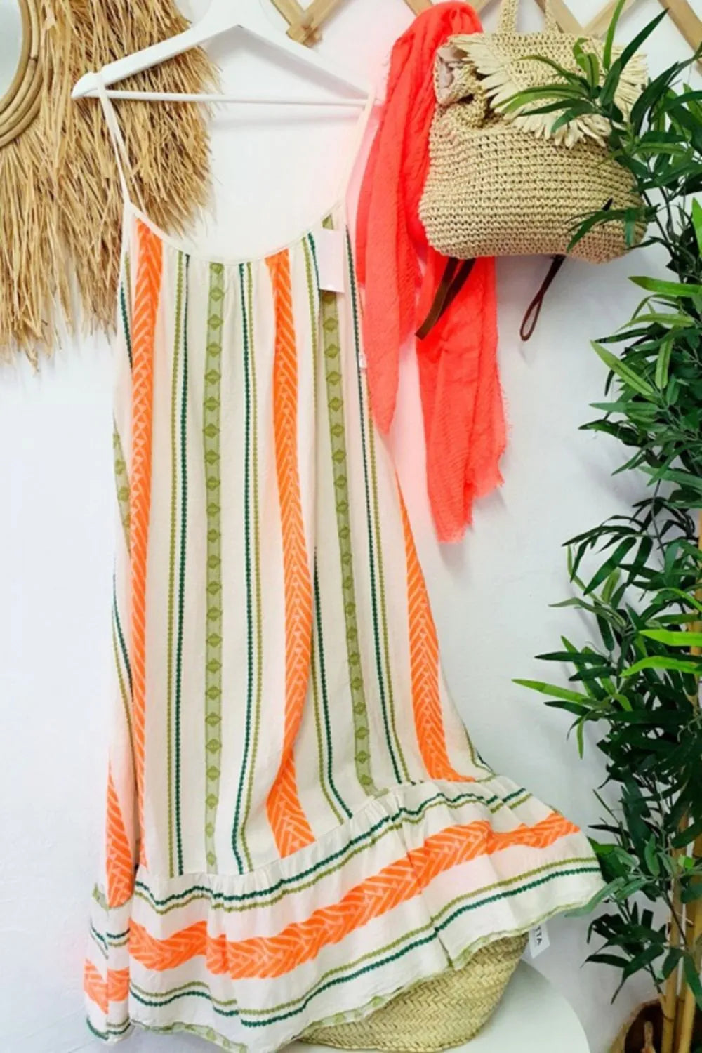 Striped Ruffled Maxi Cami Dress OutfitFlow