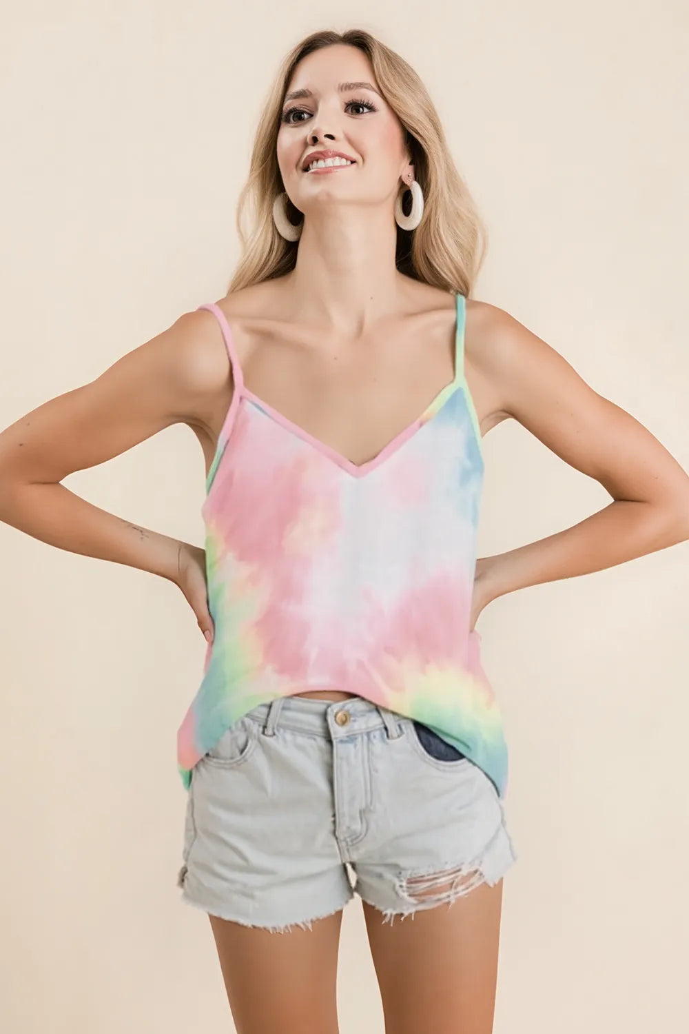 BiBi Tie Dye French Terry Knit Cami OutfitFlow