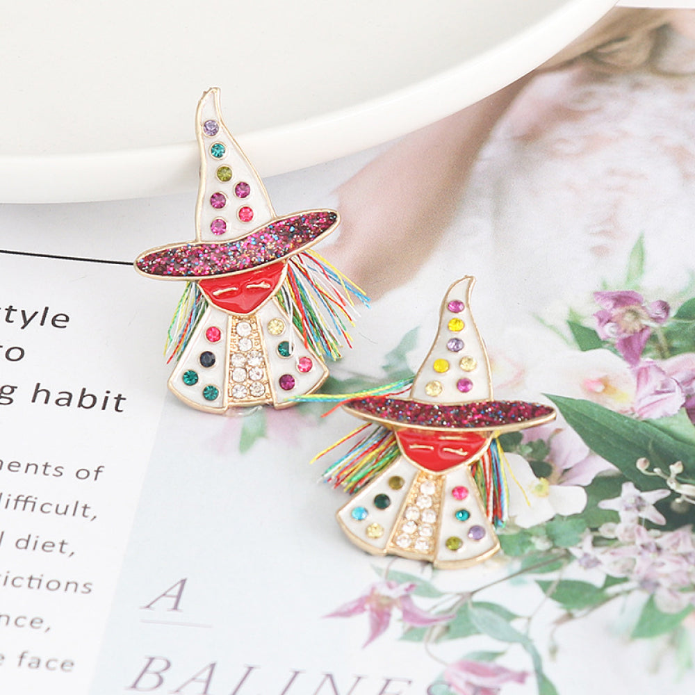 Witch Rhinestone Alloy Earrings OutfitFlow