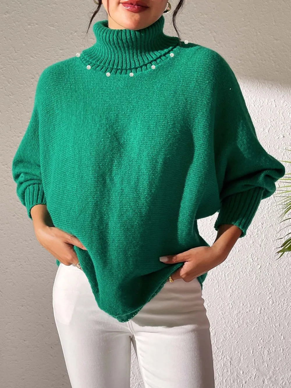 Turtleneck Long Sleeve Sweater OutfitFlow