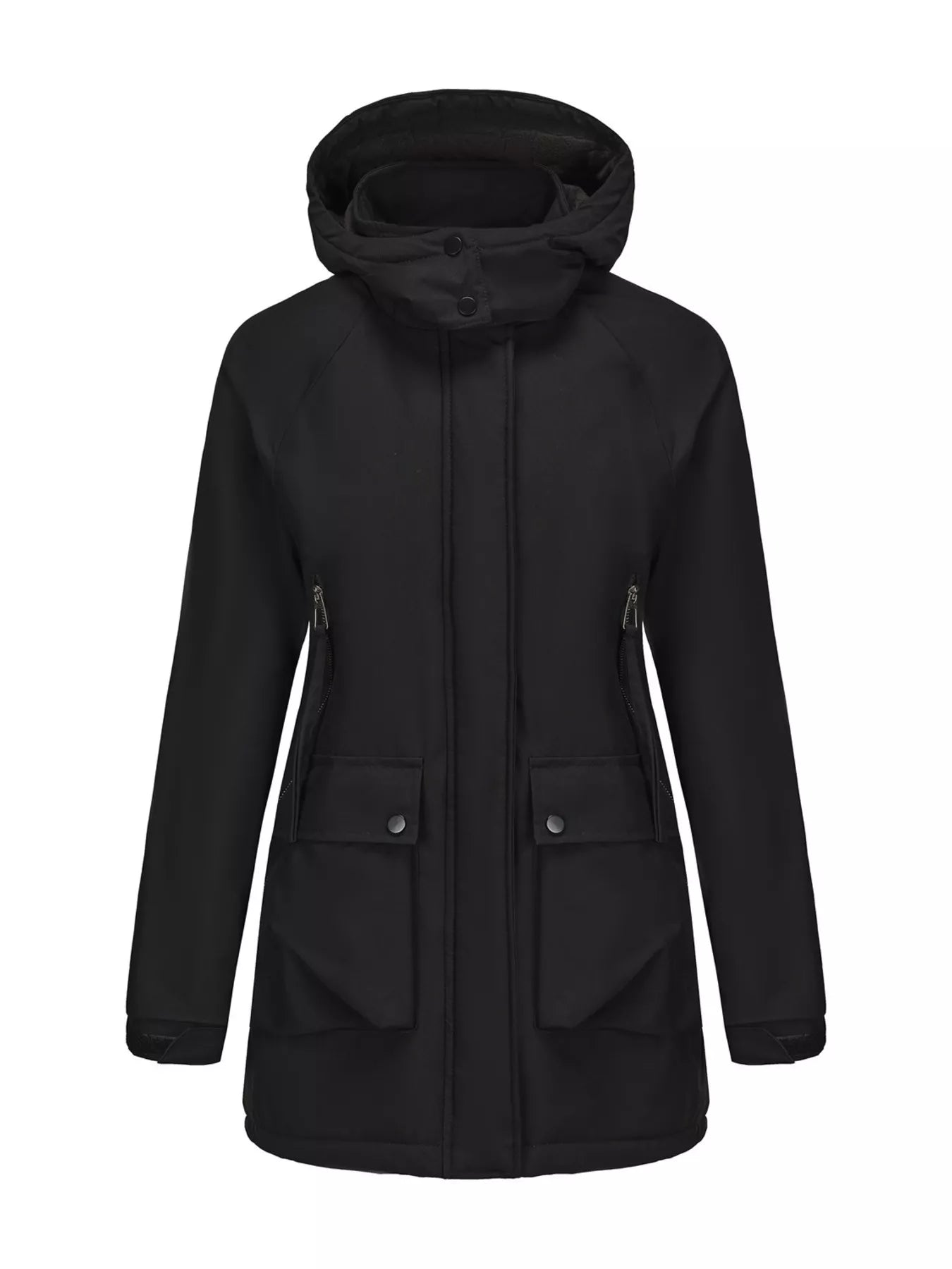 Full Size Zip Up Hooded Parka Outerwear Plus Size OutfitFlow