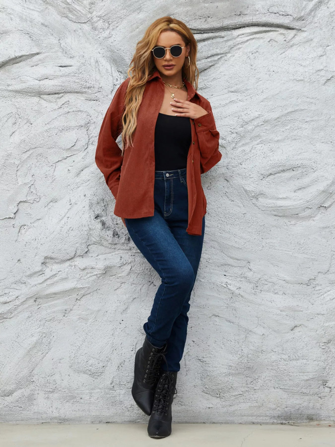 Corduroy Button-Up Shirt OutfitFlow