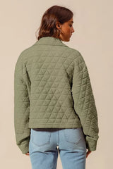 SO ME Triangle Quilting Stitch Button Up Knit Jacket Trendsi