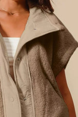 SO ME Over Sized Soft Sherpa Fur Sleeveless Vest Jacket Trendsi