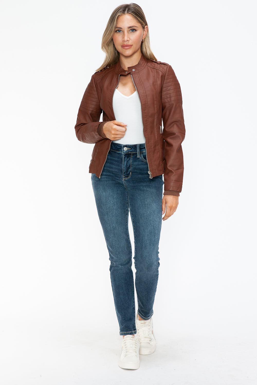 Outfit Flow - Snobbish PU Leather Biker Jacket with Side Zip Pockets