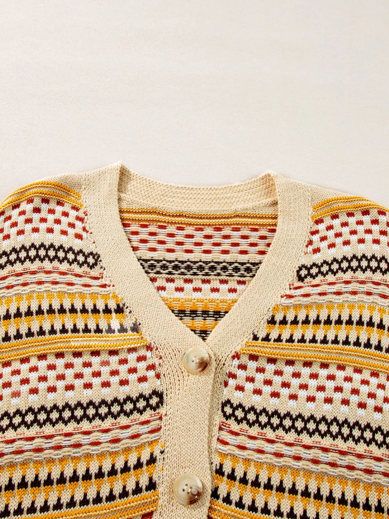 Vintage Patterned Button-Down Cardigan Trendsi
