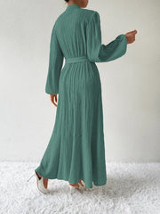 Honey Tie Waist Long Sleeve Dress OutfitFlow