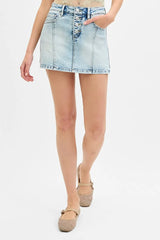 RISEN Full Size High Rise Button Down Skorts Plus Size OutfitFlow