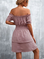 Ruffled Swiss Dot Off-Shoulder Dress OutfitFlow
