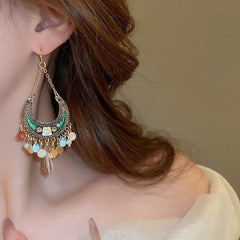 Rhinestone Resin Alloy Dangle Earrings OutfitFlow