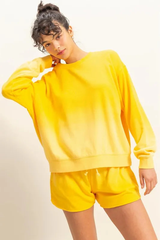 HYFVE Dip Dye Long Sleeve Sweatshirt OutfitFlow