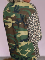Camouflage Leopard Print Mixed Pattern Oversized Jacket Trendsi