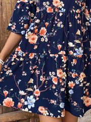 Floral Print Ruffle Sleeve Tiered Mini Dress OutfitFlow