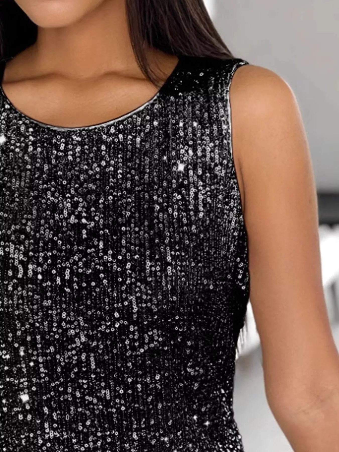 Sequin Round Neck Tank Top Trendsi