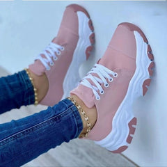 Outfit Flow - Lace-Up Round Neck Platform Sneakers