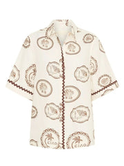Printed Button Up Shirt and Skirt Set OutfitFlow