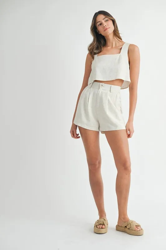 MABLE Sleeveless Crop Top and Shorts Set OutfitFlow
