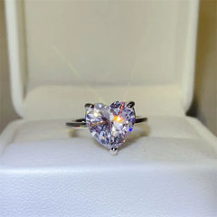 5 Carat 925 Sterling Silver Moissanite Heart Shape Ring OutfitFlow