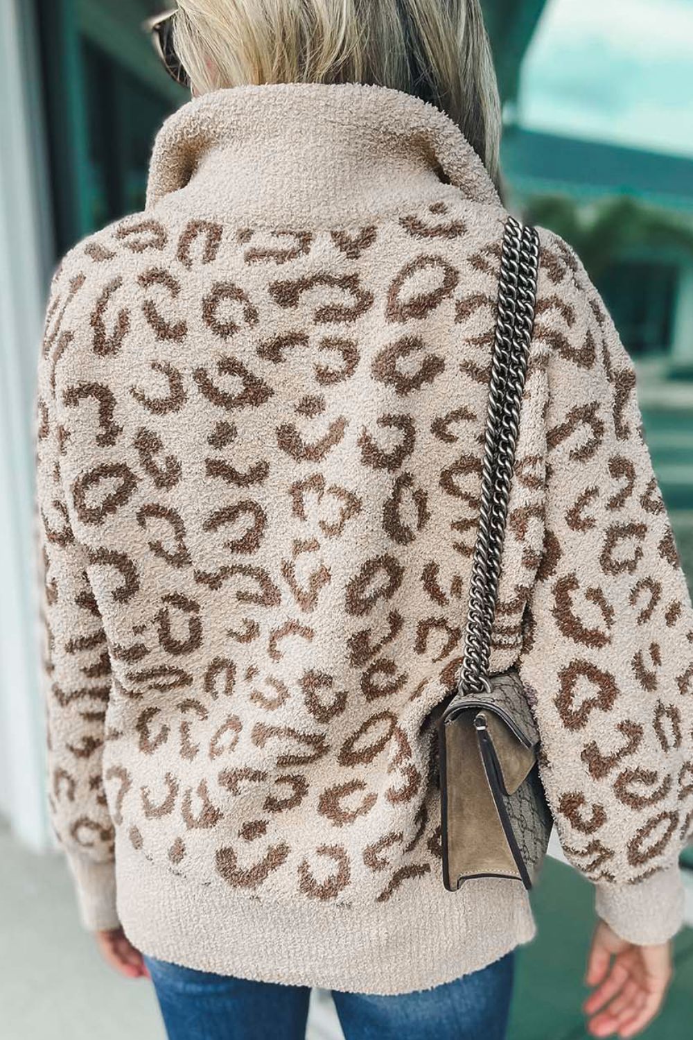 Outfit Flow - Leopard Half Zip Long Sleeve Sweater