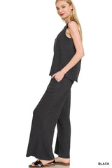 Zenana Cotton Slub Tank & Pants Set OutfitFlow