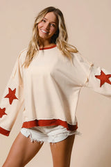 BiBi French Terry Top With Patch Detail Sweatshirt OATMEAL Trendsi