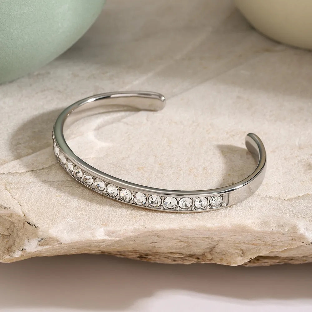 Stainless Steel Inlaid Zircon Bracelet OutfitFlow