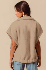SO ME Over Sized Soft Sherpa Fur Sleeveless Vest Jacket Trendsi
