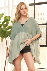 ADORA Oversized Mineral Washed Flare Top OutfitFlow