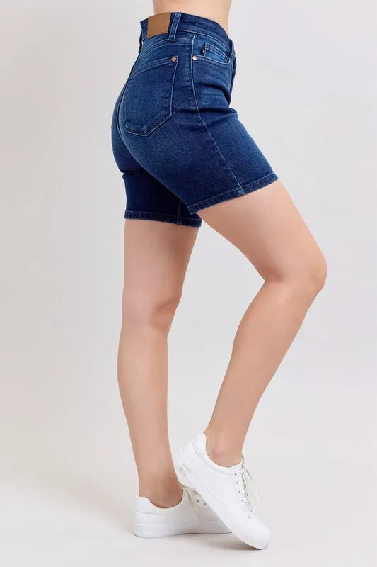 Judy Blue Full Size High Waist V-Front Bermuda Plus Size OutfitFlow