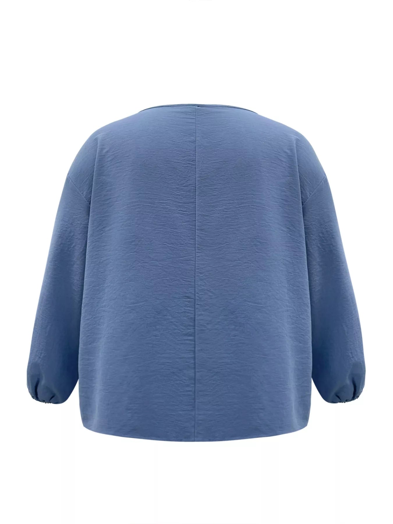 Plus Size V-Neck Long Sleeve Blouse OutfitFlow