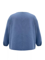 Plus Size V-Neck Long Sleeve Blouse OutfitFlow