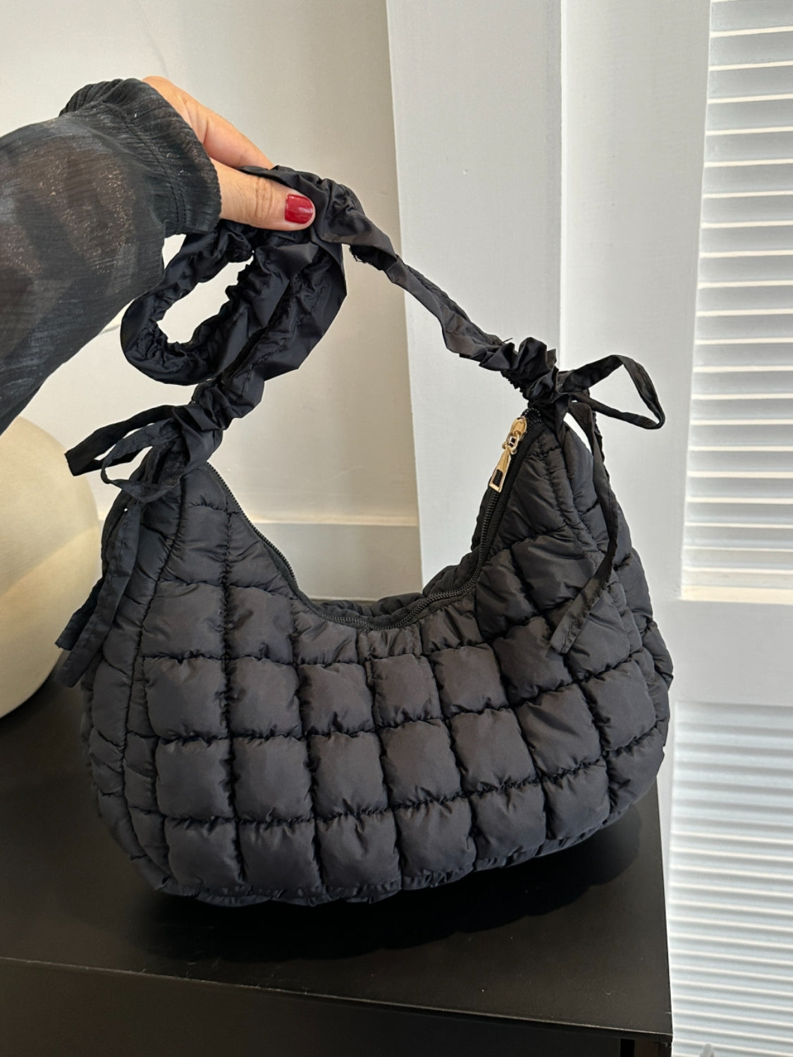 Outfit Flow - Bubble Texture Ruched Strap Quilted Shoulder Bag