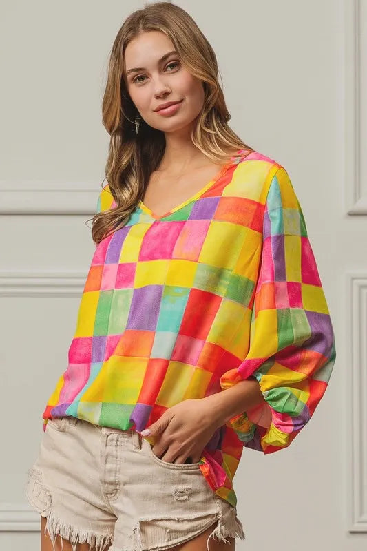 BiBi Multi Block Bubble Pop Ballon Top OutfitFlow
