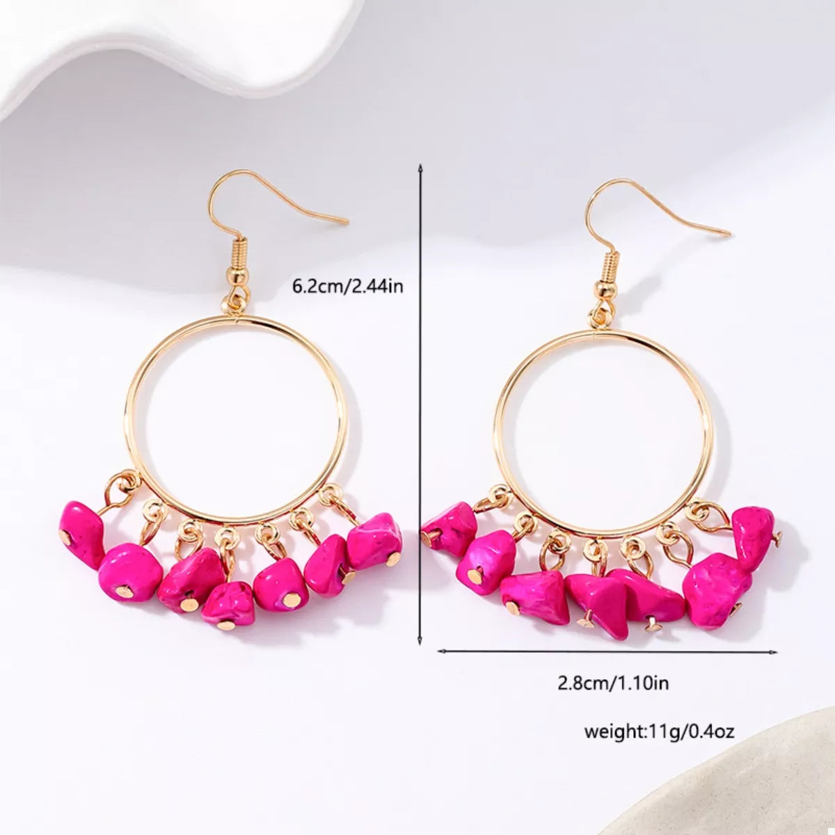 18K Gold-Plated Hoop Earrings with Tassel Beads OutfitFlow